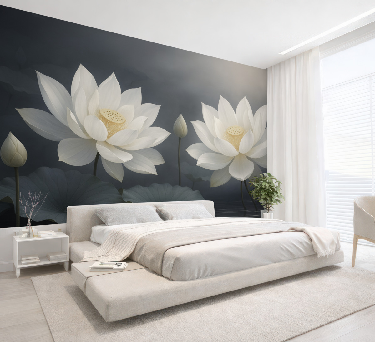 Fototapeta Dwa wielkie kwiaty lotosu.