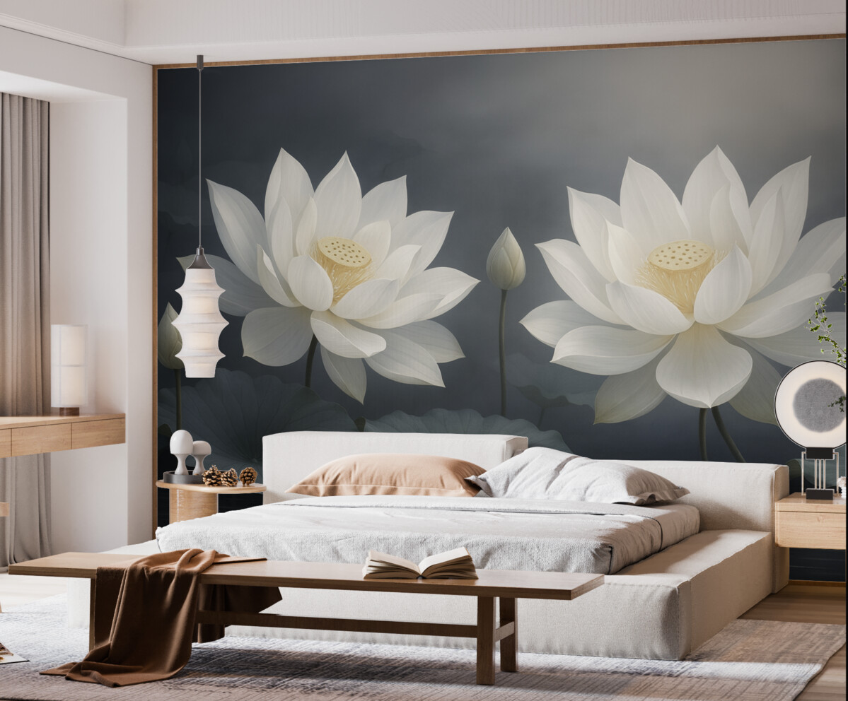 Fototapeta Dwa wielkie kwiaty lotosu.