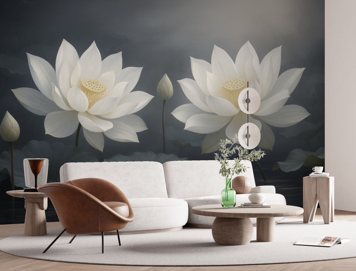 Fototapeta Dwa wielkie kwiaty lotosu.