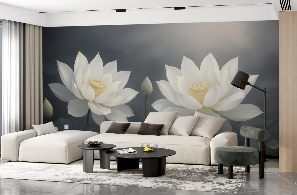 Fototapeta Dwa wielkie kwiaty lotosu.