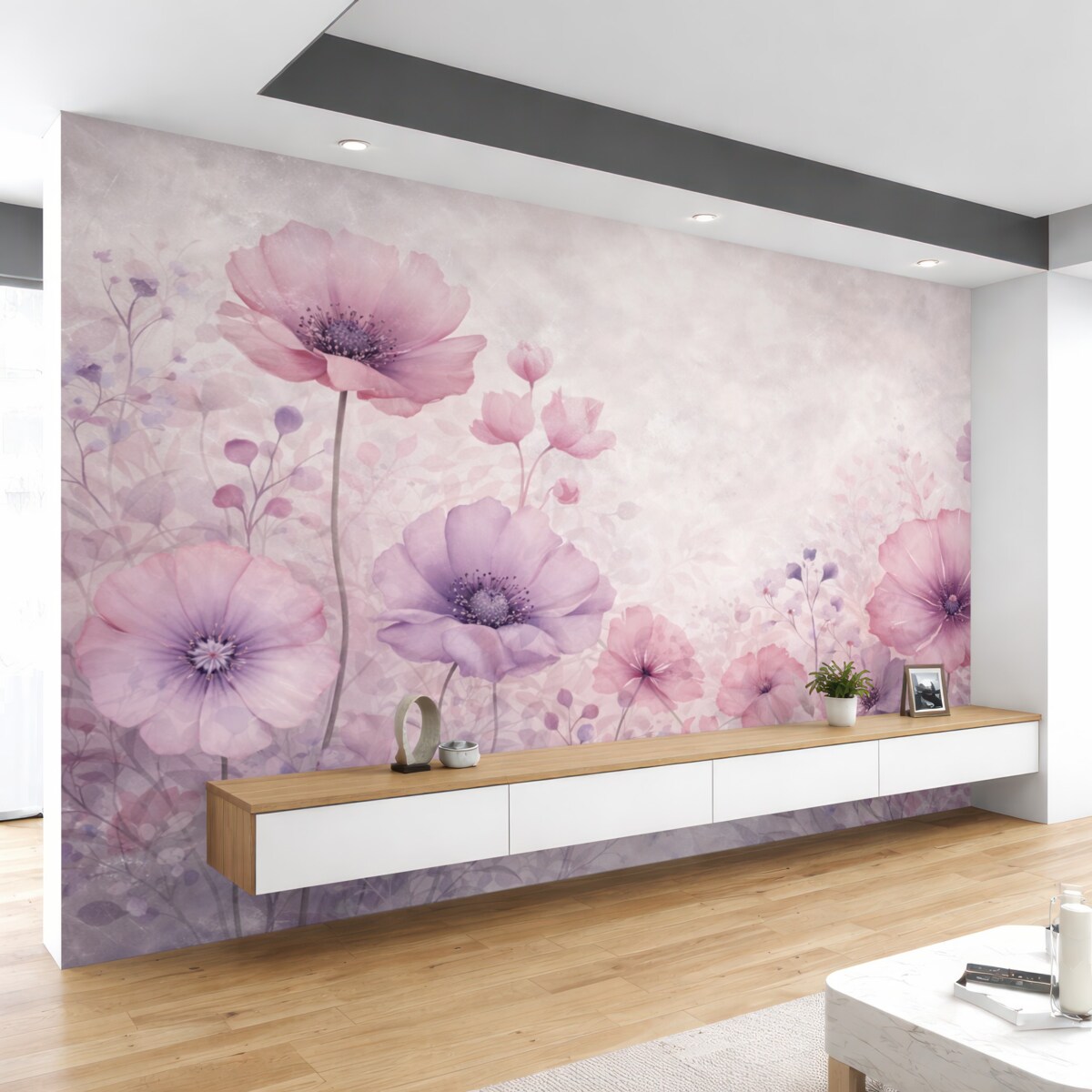 Fototapeta Przezroczyste kwiaty na szarym tle.