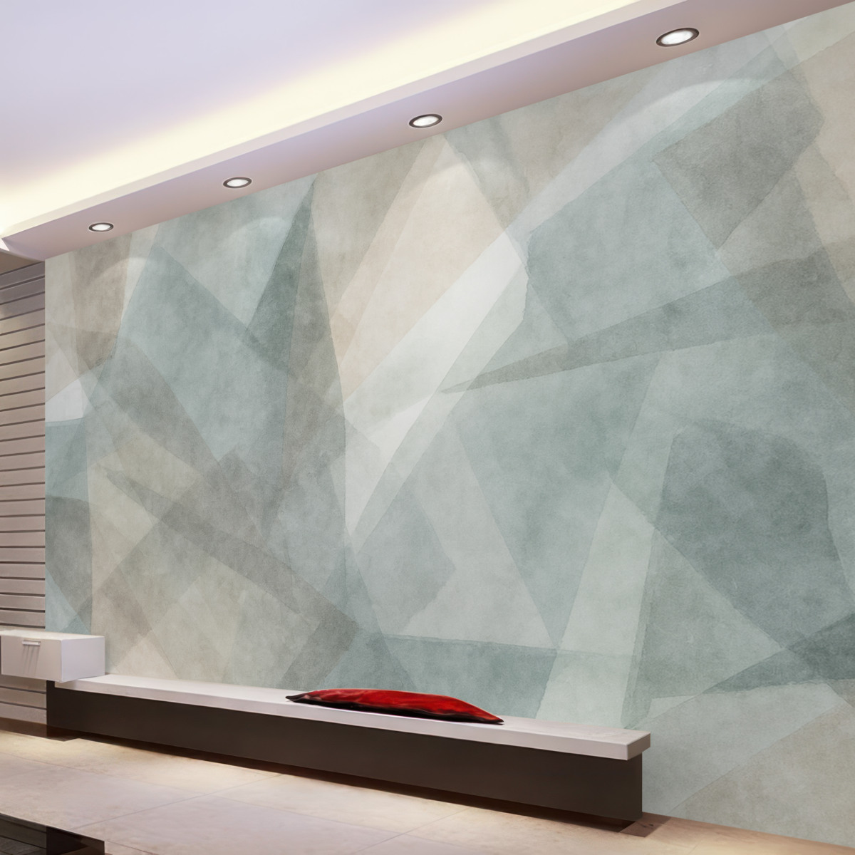 Fototapeta Abstrakcyjne geometrczne formy z efektem akwarelowym, subtelne pastelowe odcienie.