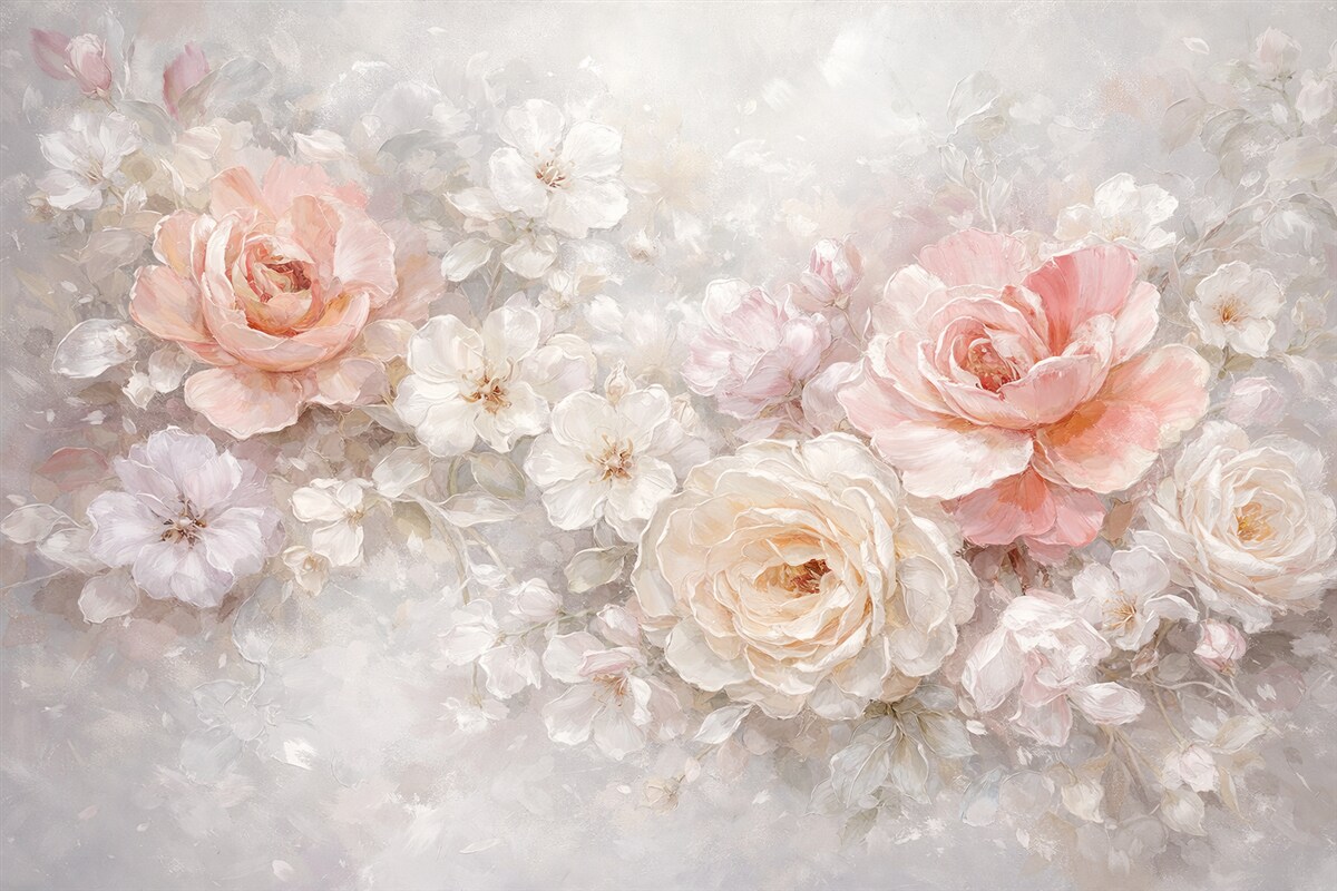 Fototapeta Subtelne róże namalowane farbą olejną.