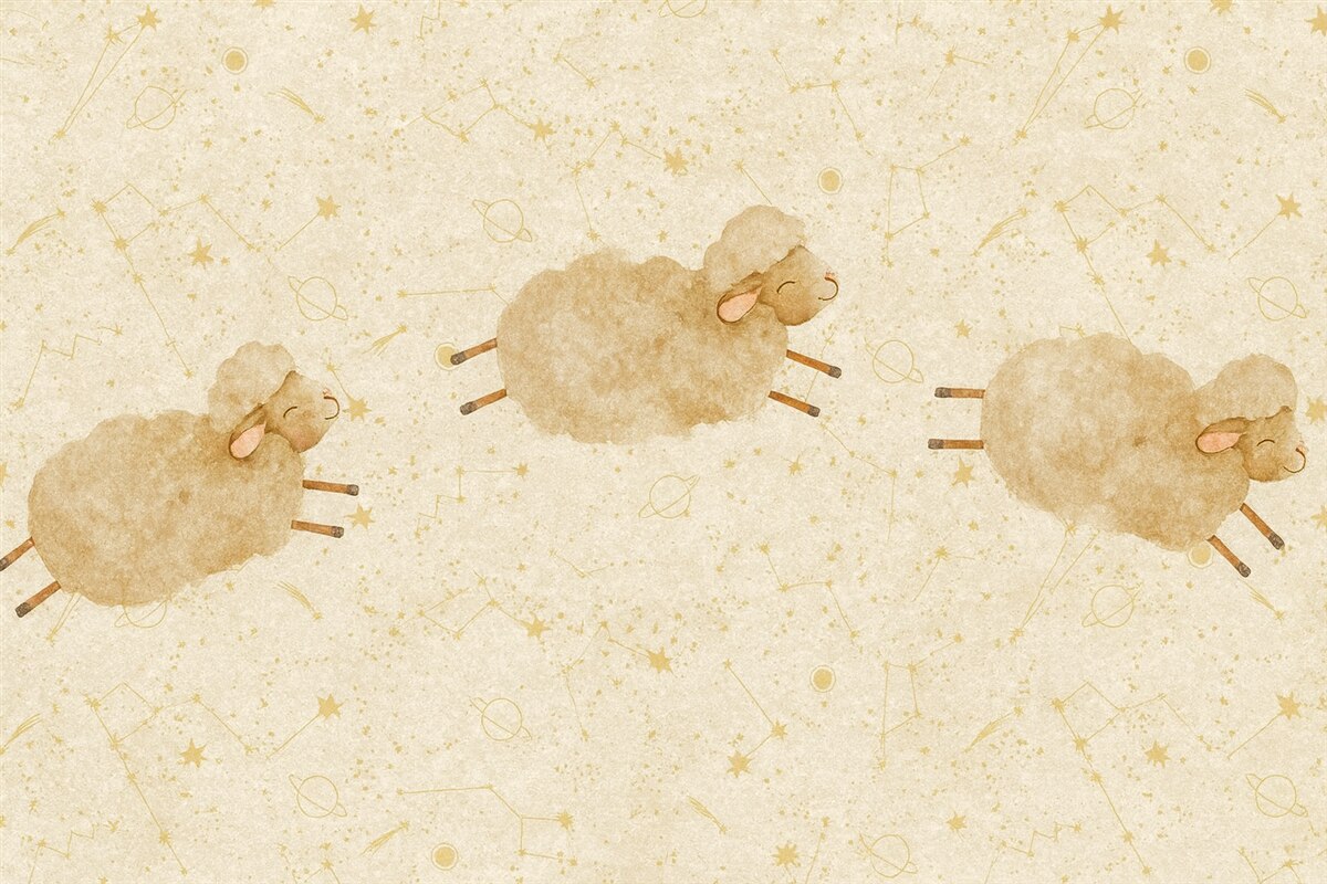 Fototapeta Skaczące barany na tle usianym gwiazdami.