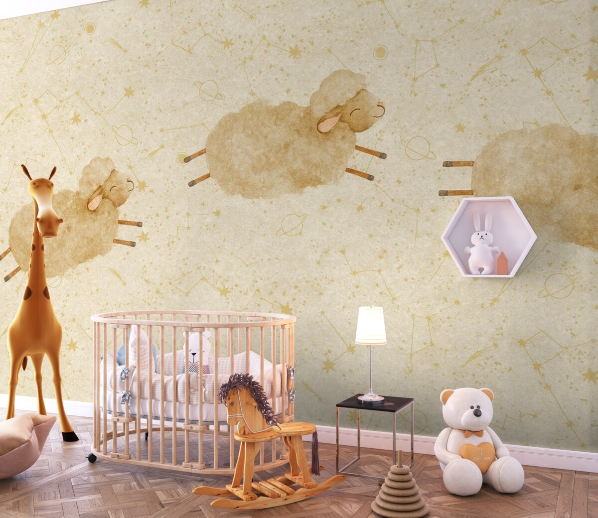 Fototapeta Skaczące barany na tle usianym gwiazdami.