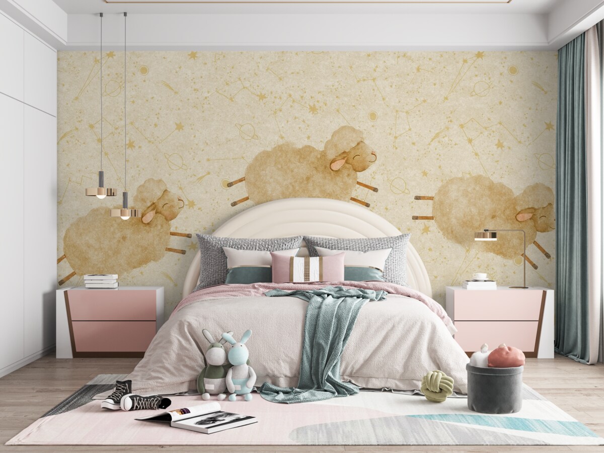 Fototapeta Skaczące barany na tle usianym gwiazdami.