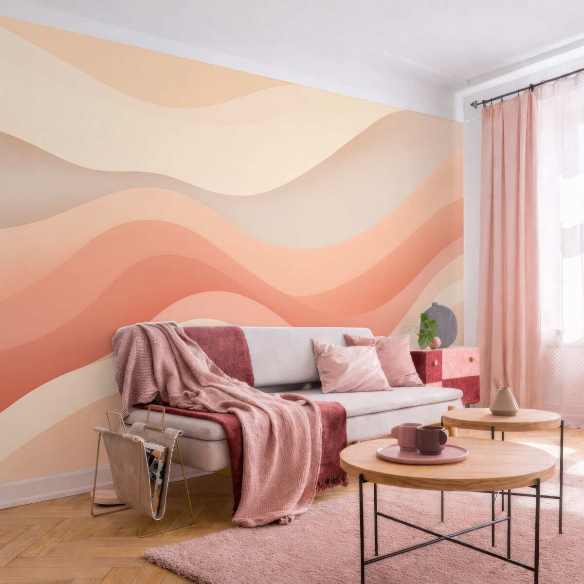 Fototapeta Impet w tonacjach różu i czerwieni.