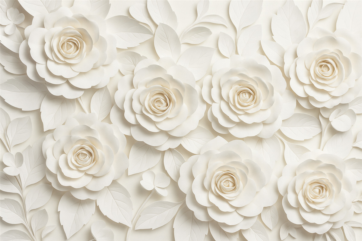 Fototapeta Białe róże o sporej objętości.