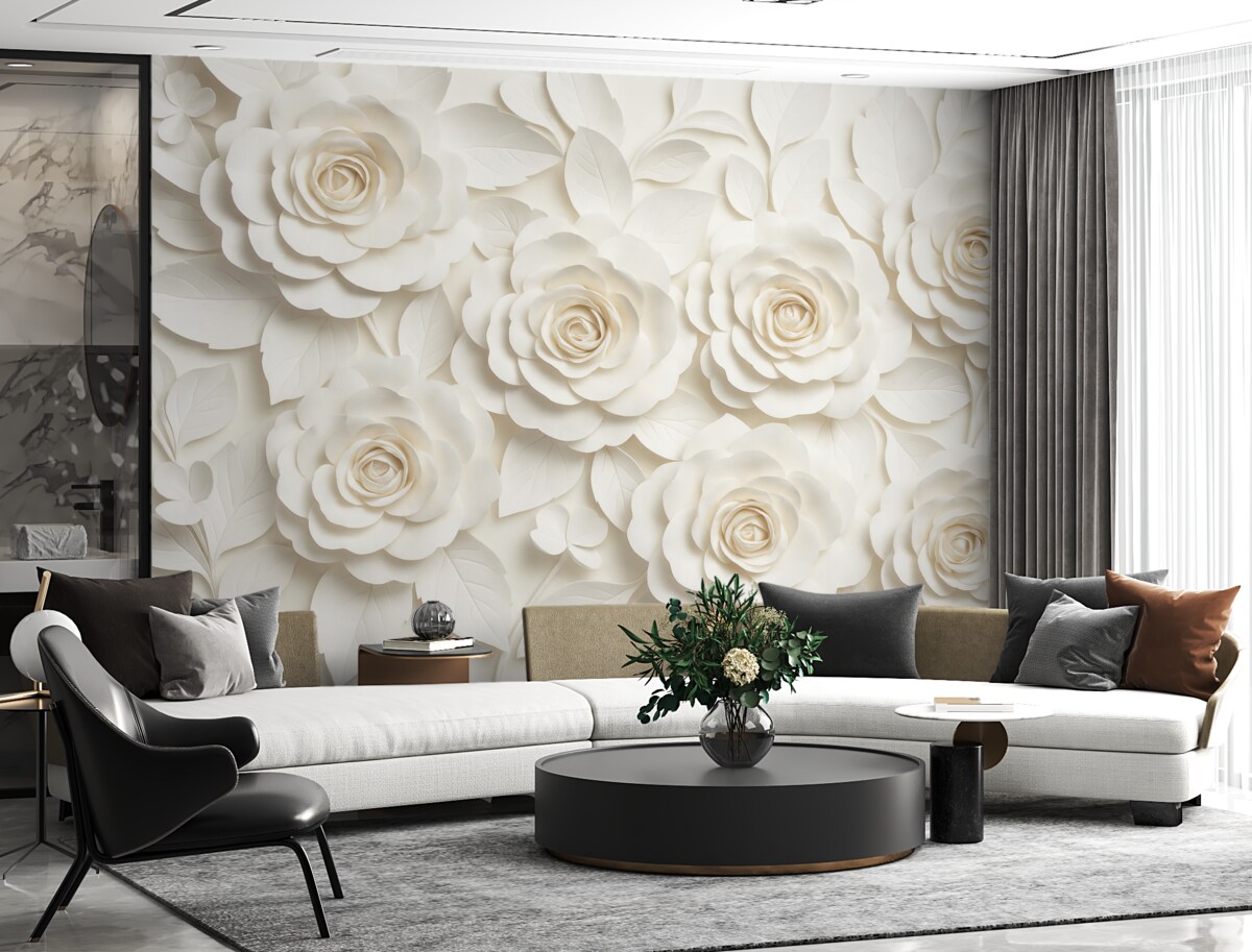 Fototapeta Białe róże o sporej objętości.