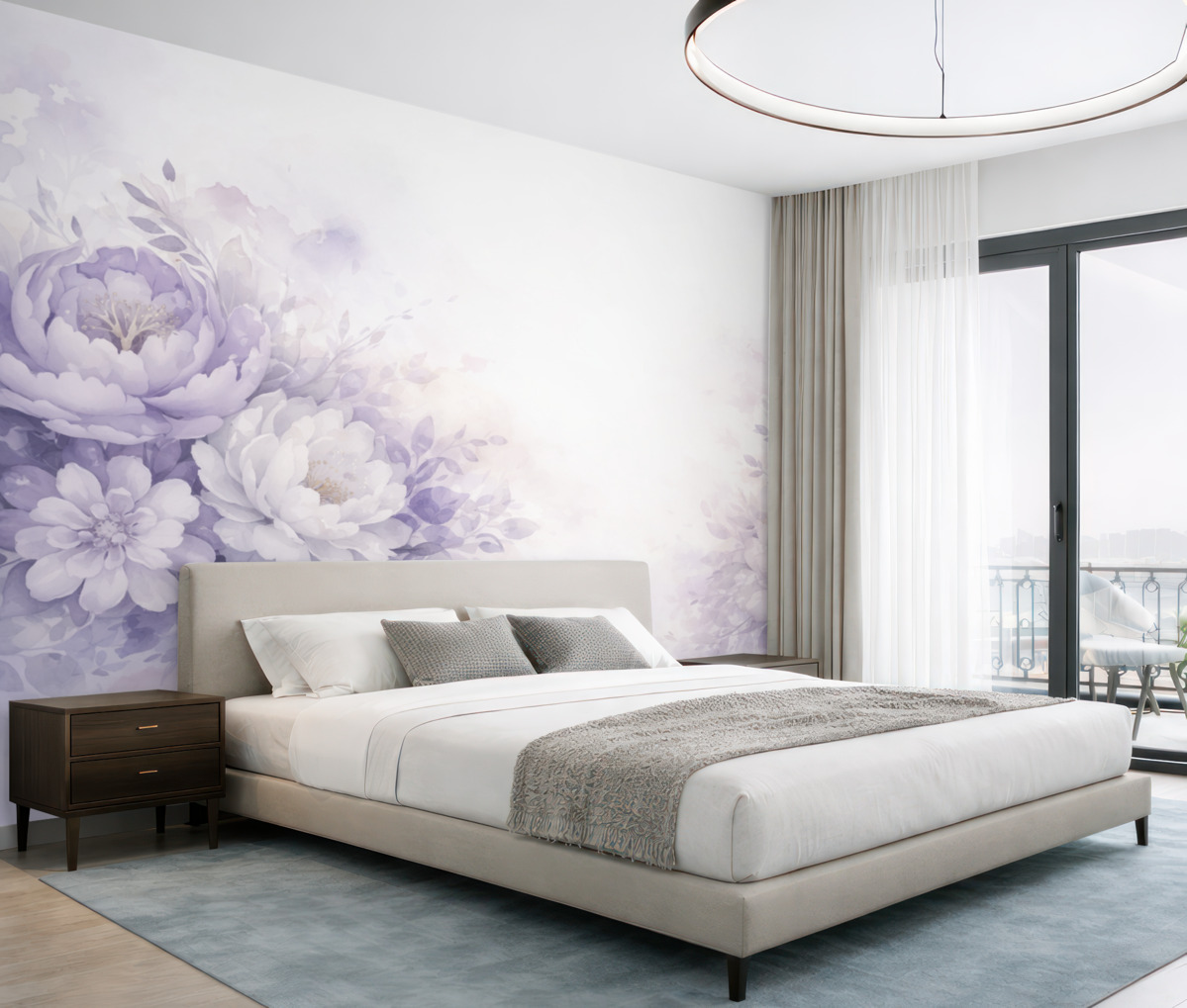 Fototapeta Wielkie subtelne kwiaty bzu, przypominające akwarelę.