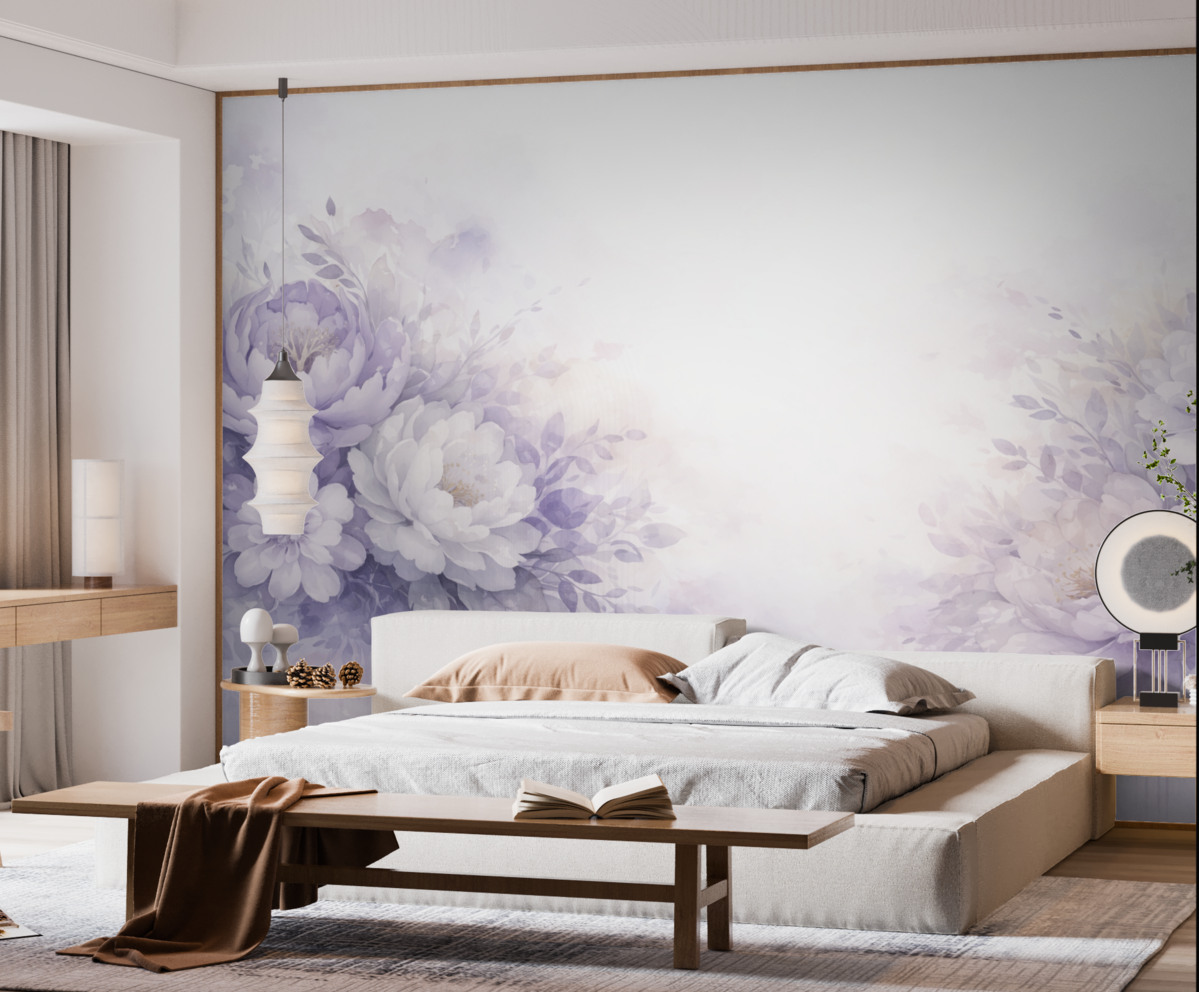 Fototapeta Wielkie subtelne kwiaty bzu, przypominające akwarelę.