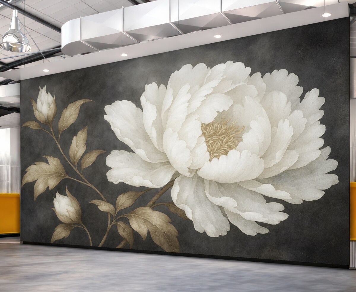 Fototapeta Wielki, jasny kwiat na ciemnym, przestarzałym tle.