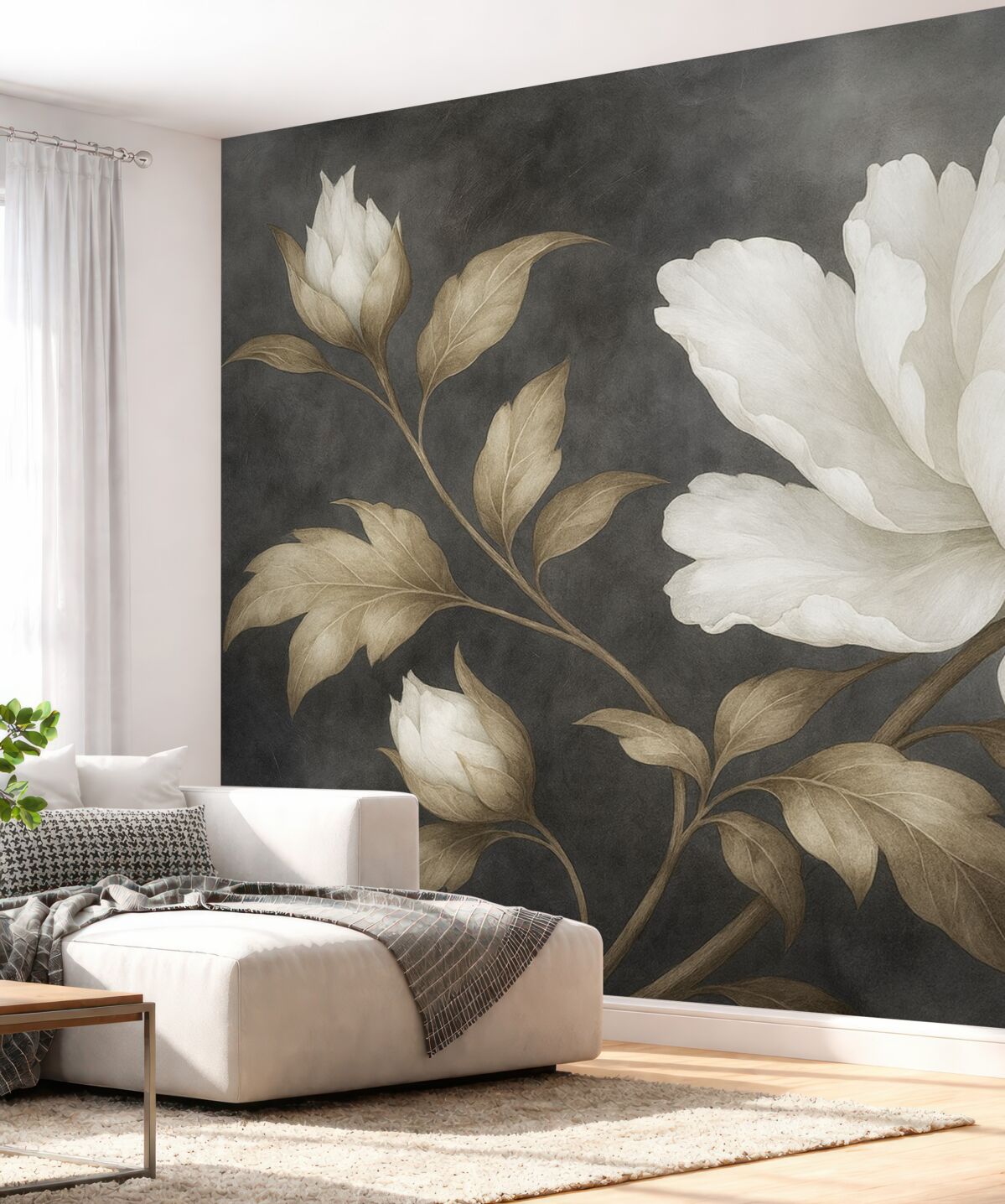 Fototapeta Wielki, jasny kwiat na ciemnym, przestarzałym tle.