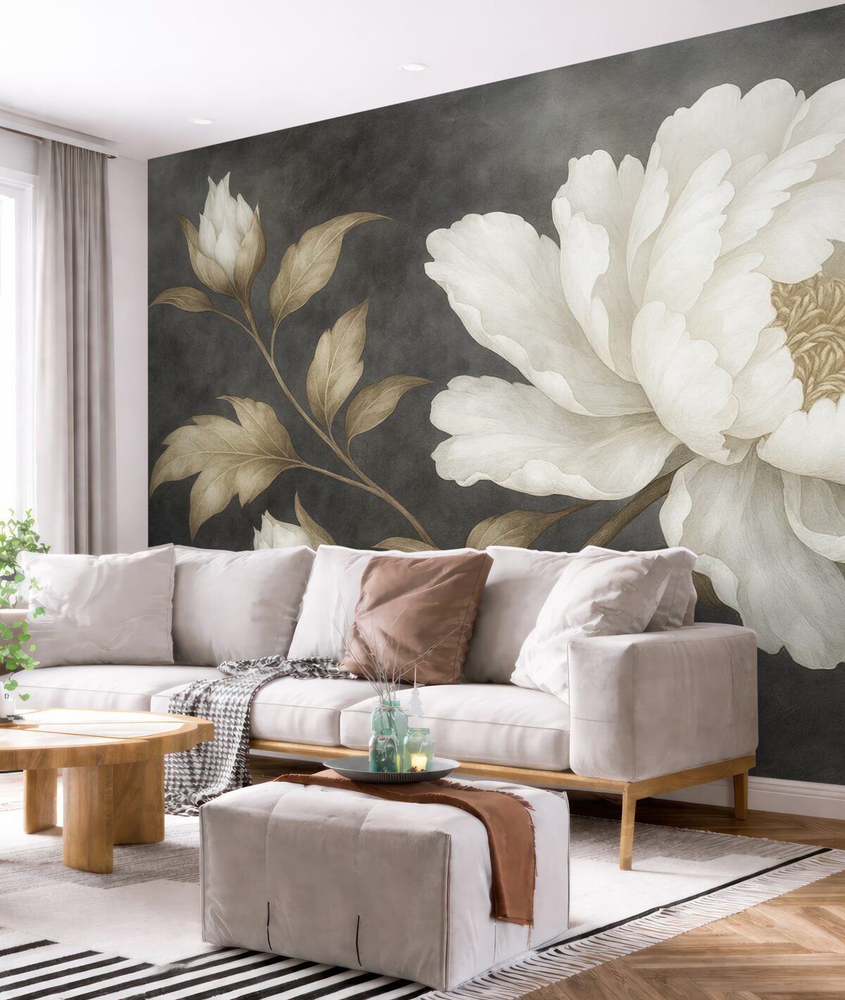 Fototapeta Wielki, jasny kwiat na ciemnym, przestarzałym tle.