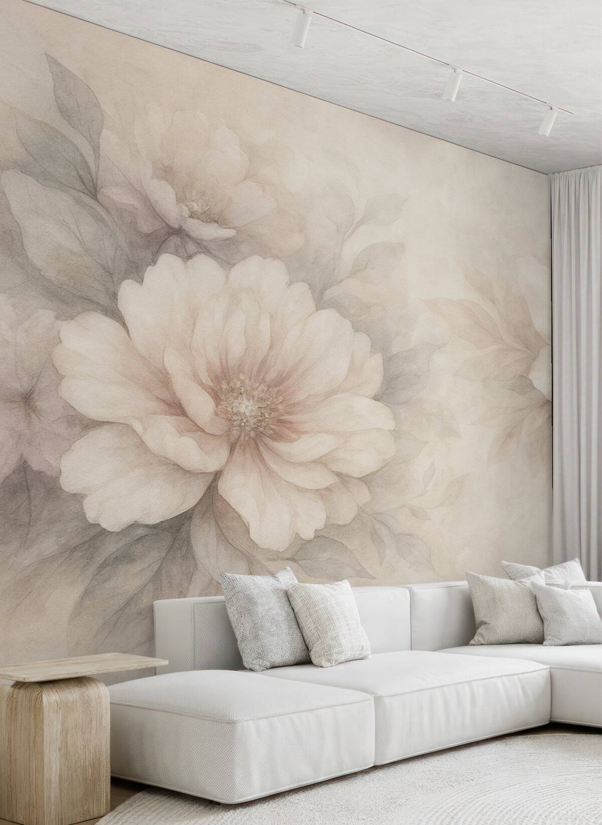 Fototapeta Subtelne, półprzezroczyste kwiaty na postarzałym tle.