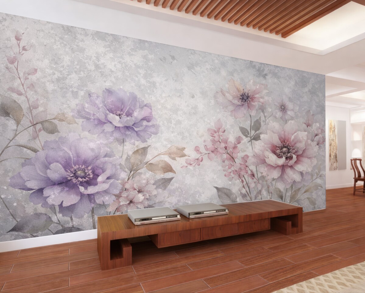 Fototapeta Wysokie rośliny na akwarelowym tle.