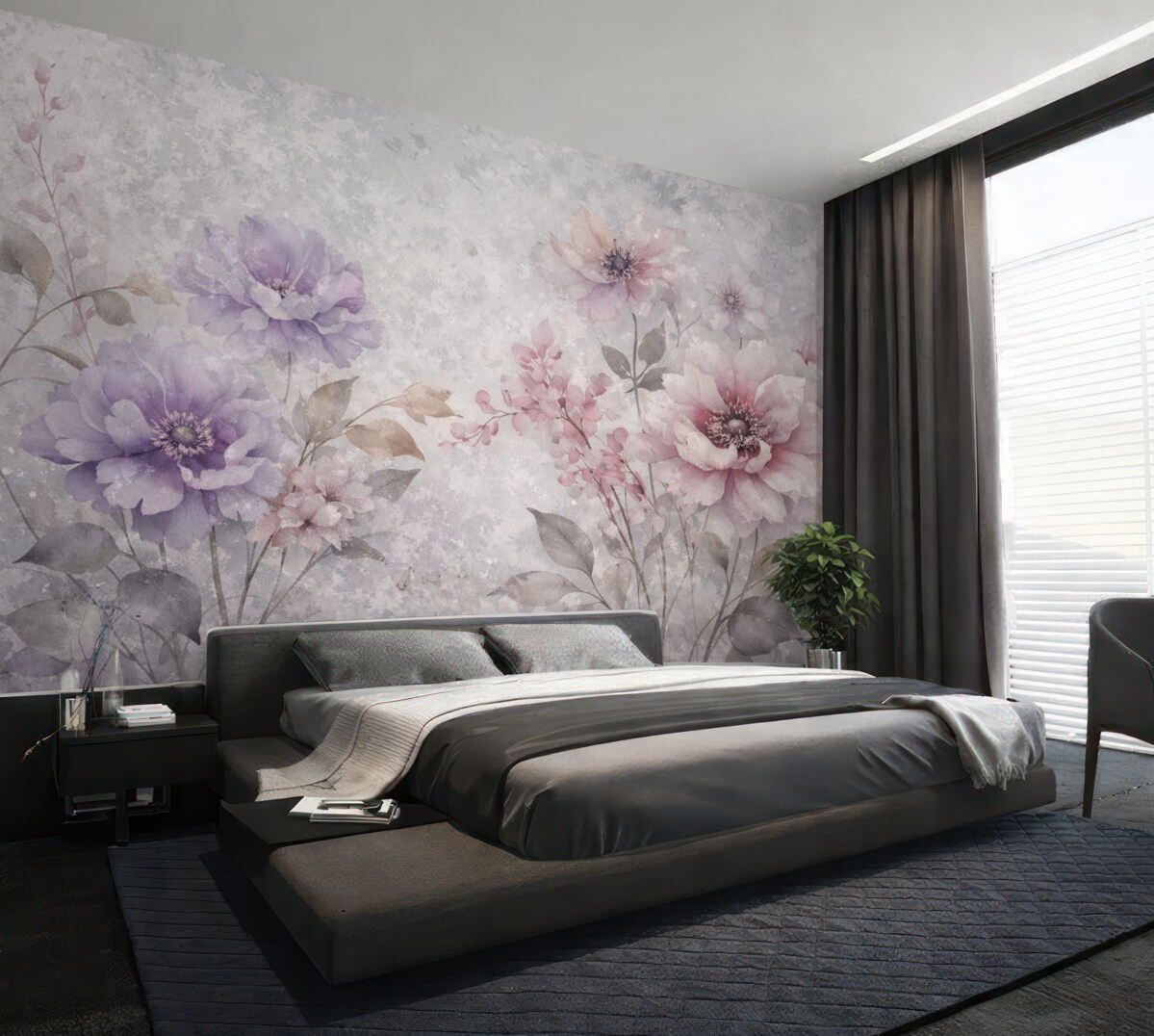 Fototapeta Wysokie rośliny na akwarelowym tle.