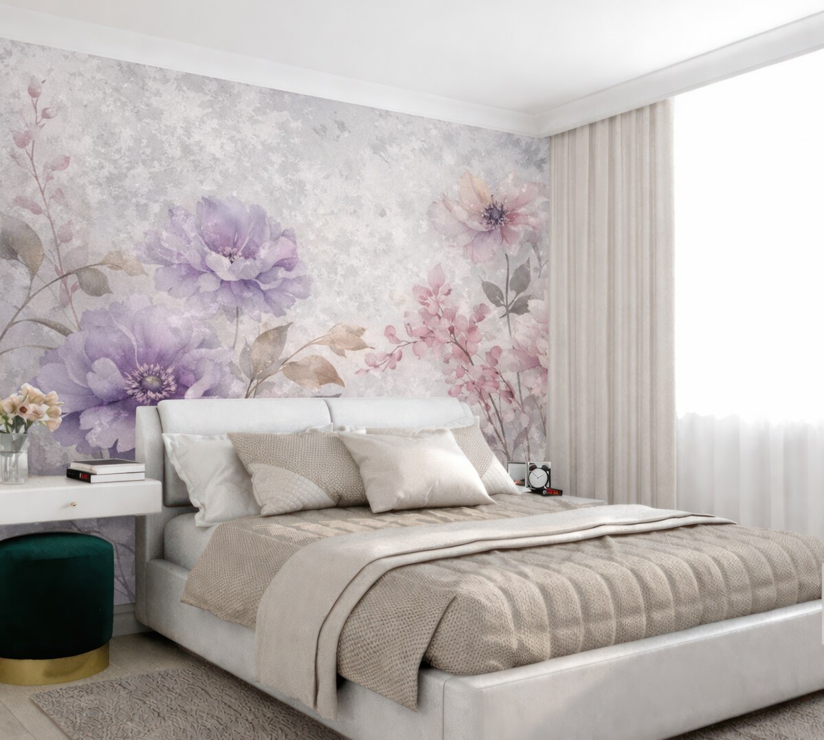 Fototapeta Wysokie rośliny na akwarelowym tle.