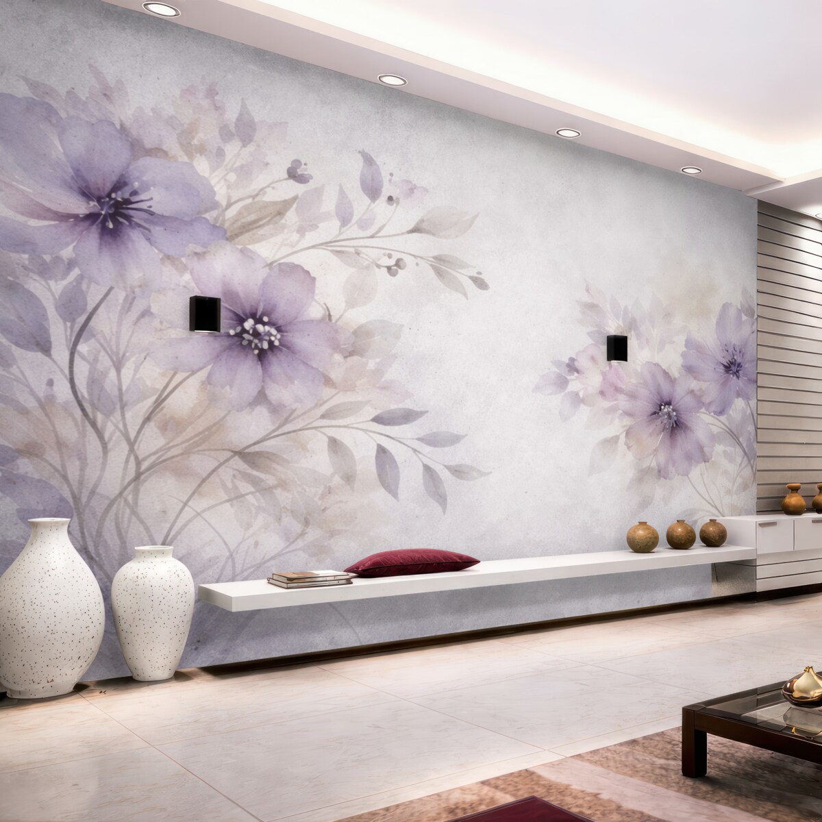 Fototapeta Subtelne, półprzezroczyste duże kwiaty na postarzałym tle.