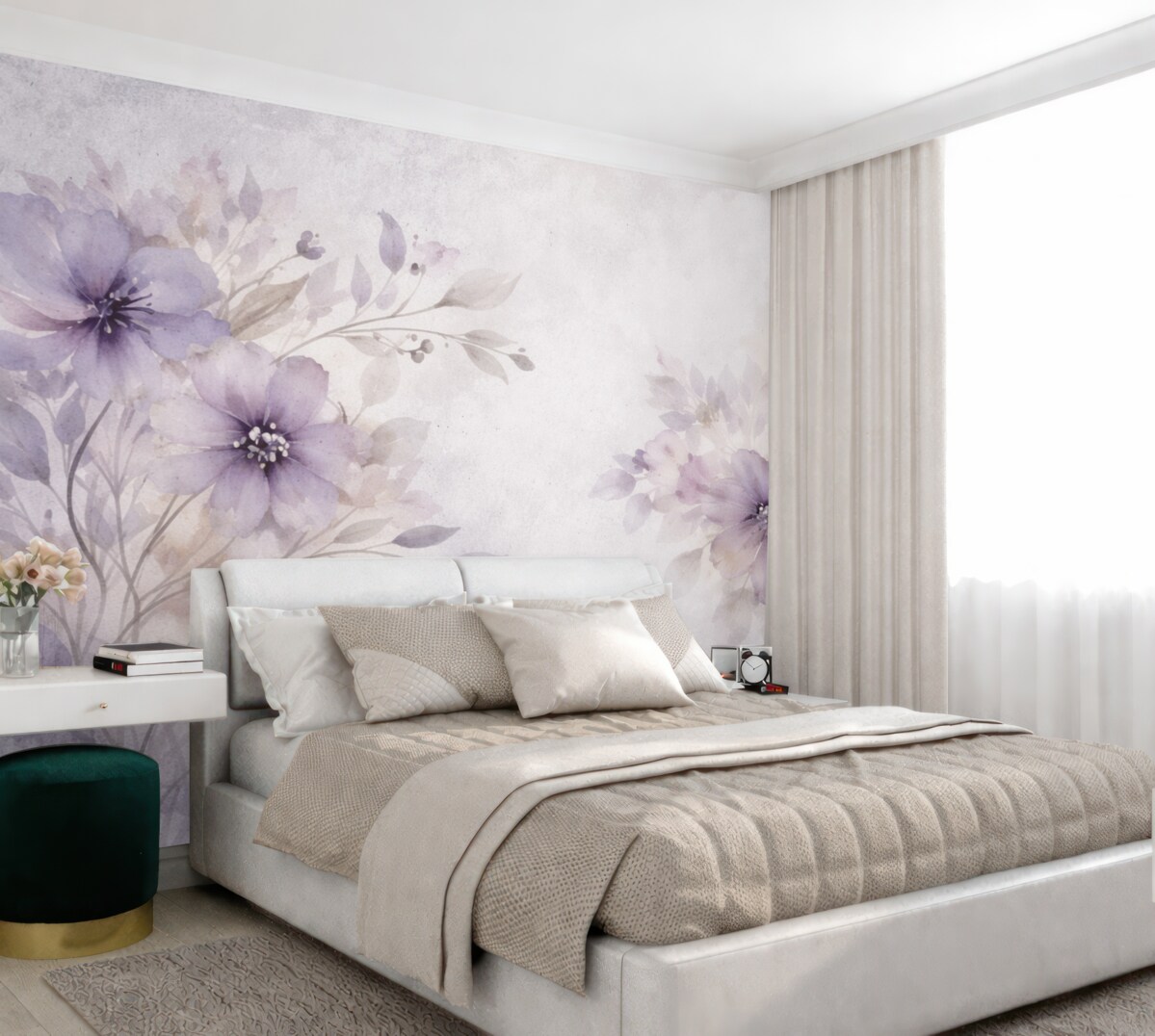 Fototapeta Subtelne, półprzezroczyste duże kwiaty na postarzałym tle.