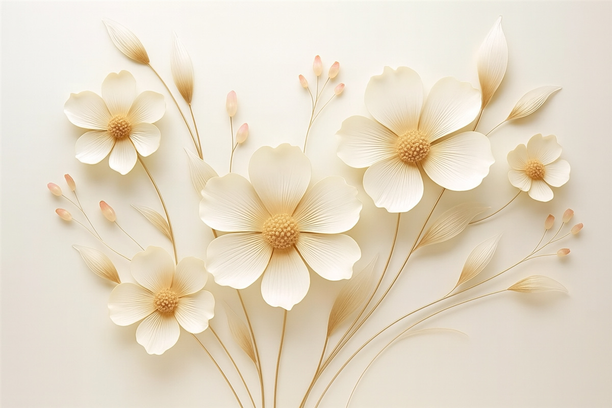 Fototapeta Jasnobeżowe subtelne dzikie kwiaty.