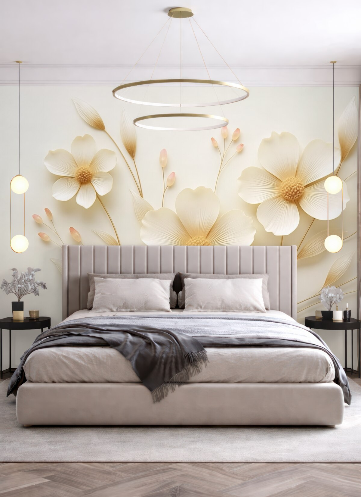 Fototapeta Jasnobeżowe subtelne dzikie kwiaty.