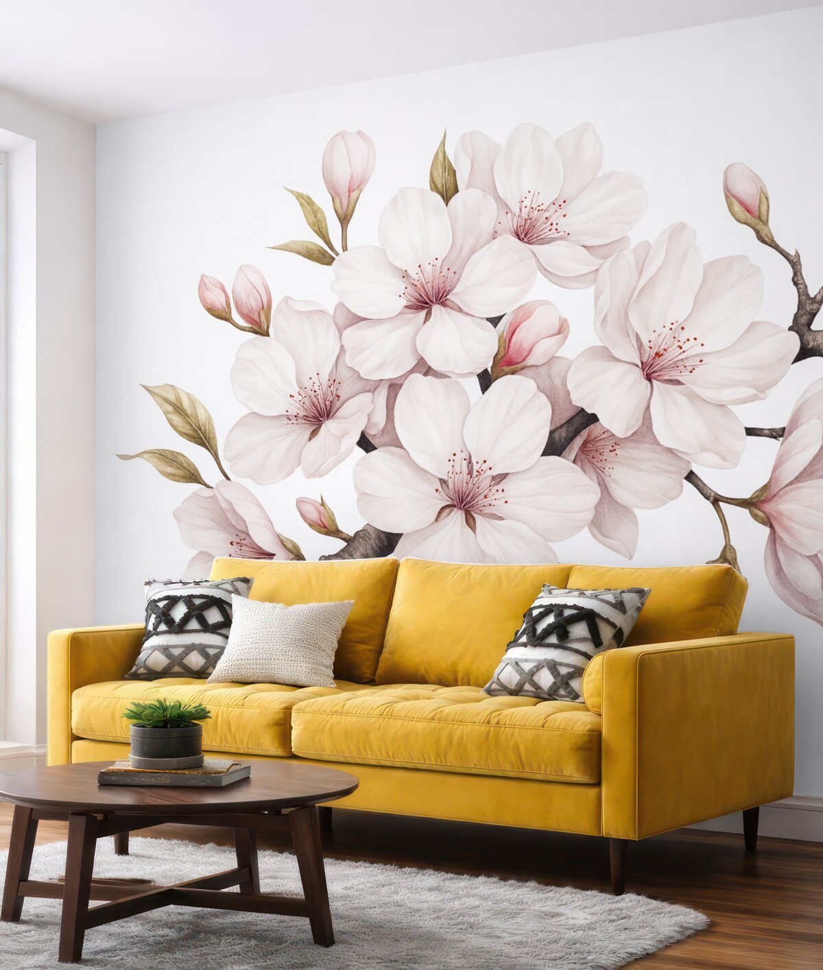 Fototapeta Kwiat sakury w formie akwareli.