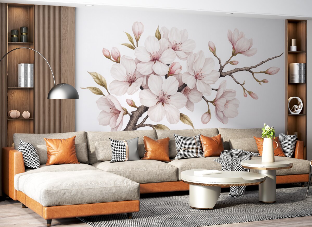 Fototapeta Kwiat sakury w formie akwareli.