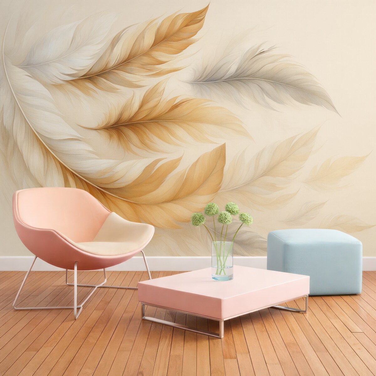 Fototapeta Wzbierające w powietrzu brązowe i szare pióra.