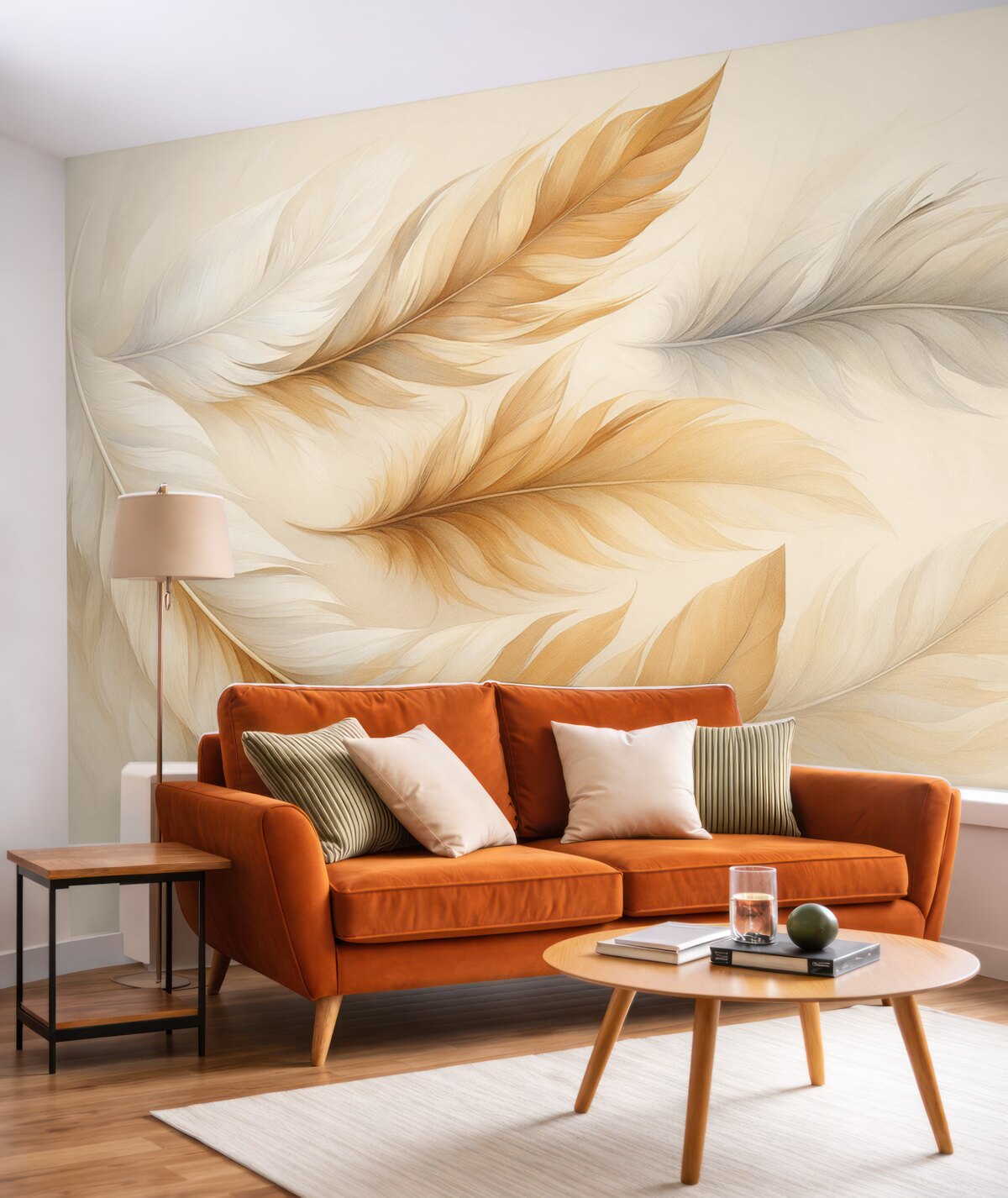 Fototapeta Wzbierające w powietrzu brązowe i szare pióra.