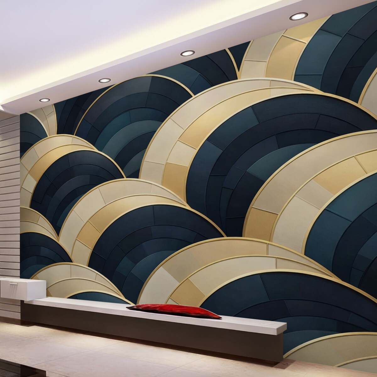 Fototapeta Niebiesko-żółte abstrakcyjne kształty.