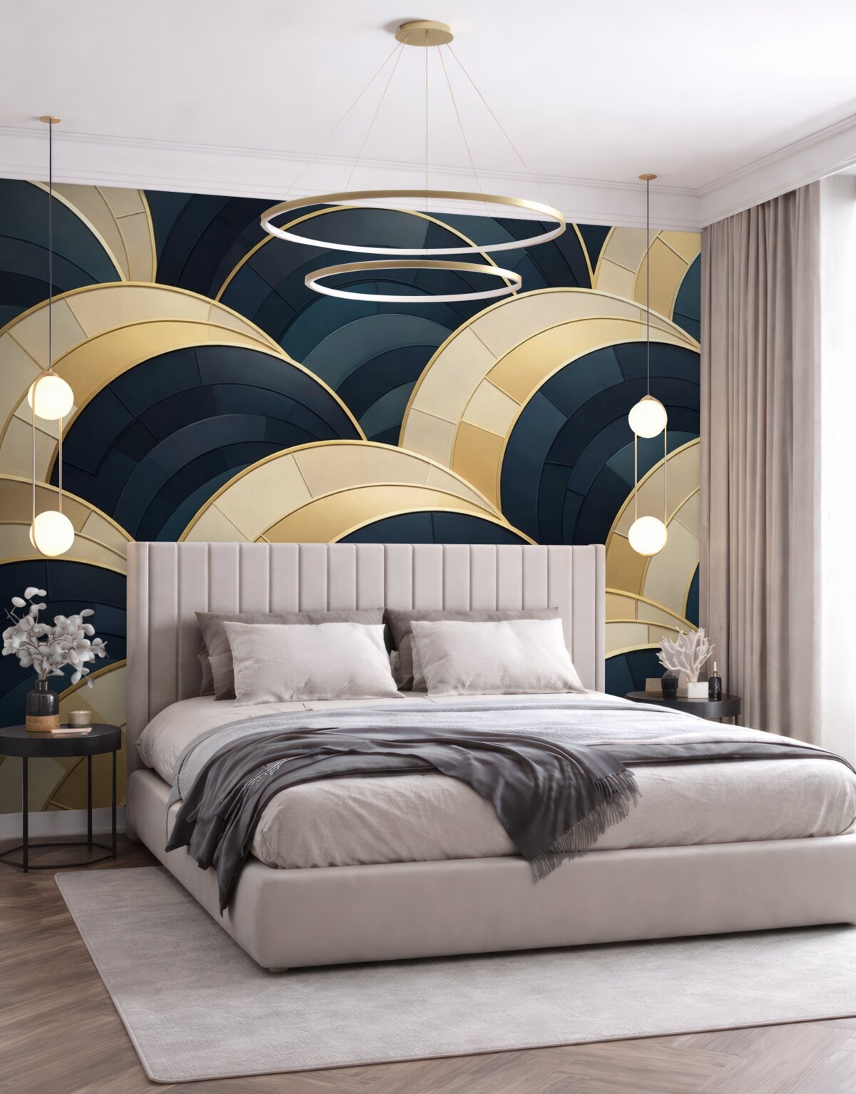 Fototapeta Niebiesko-żółte abstrakcyjne kształty.