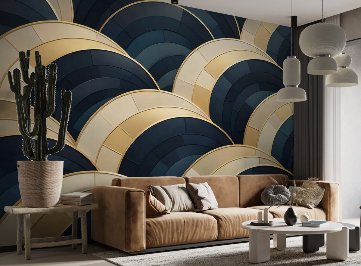 Fototapeta Niebiesko-żółte abstrakcyjne kształty.